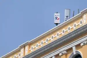 Picture of roof top with 5G poster