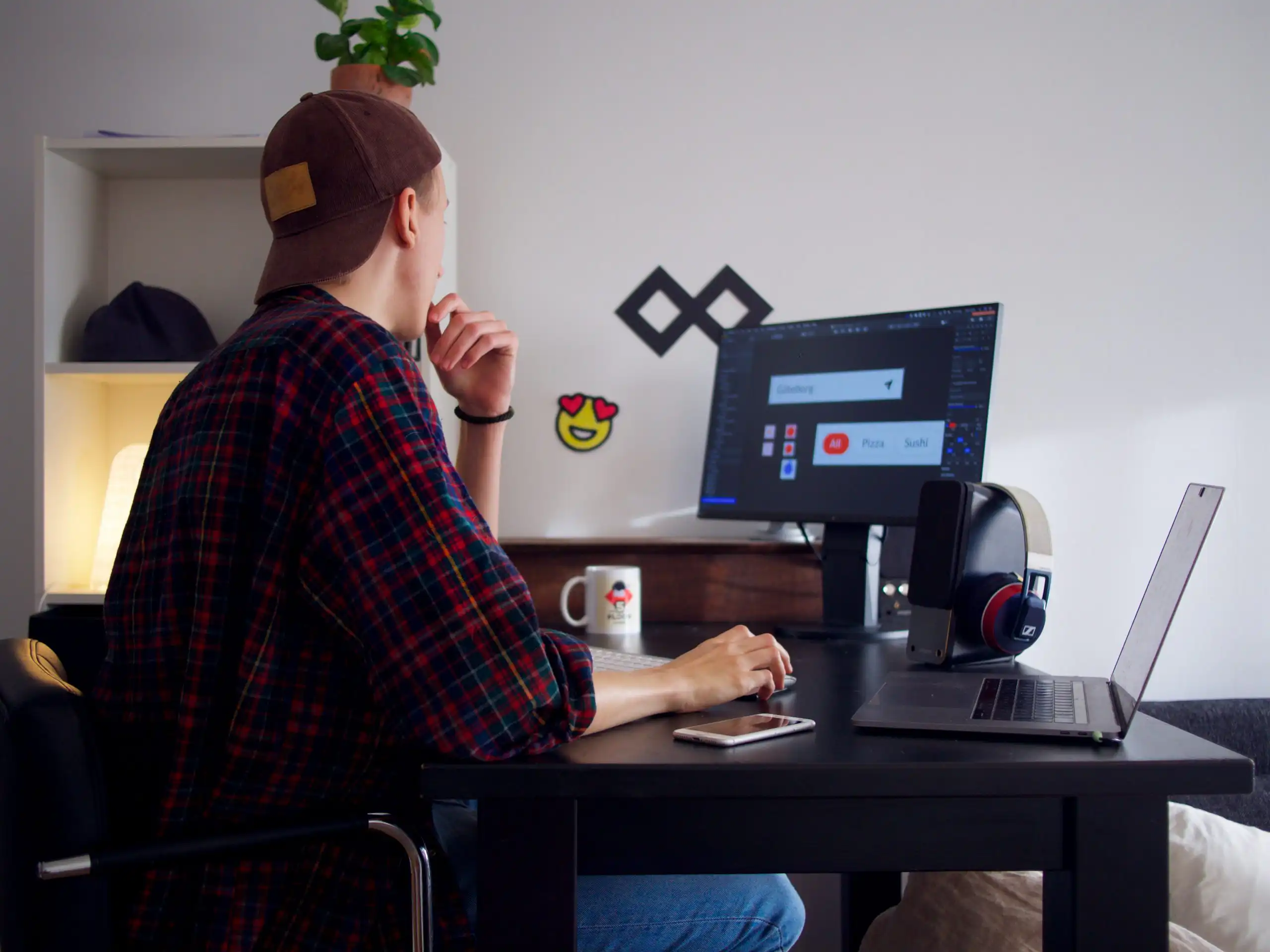 Man working in front of his computer