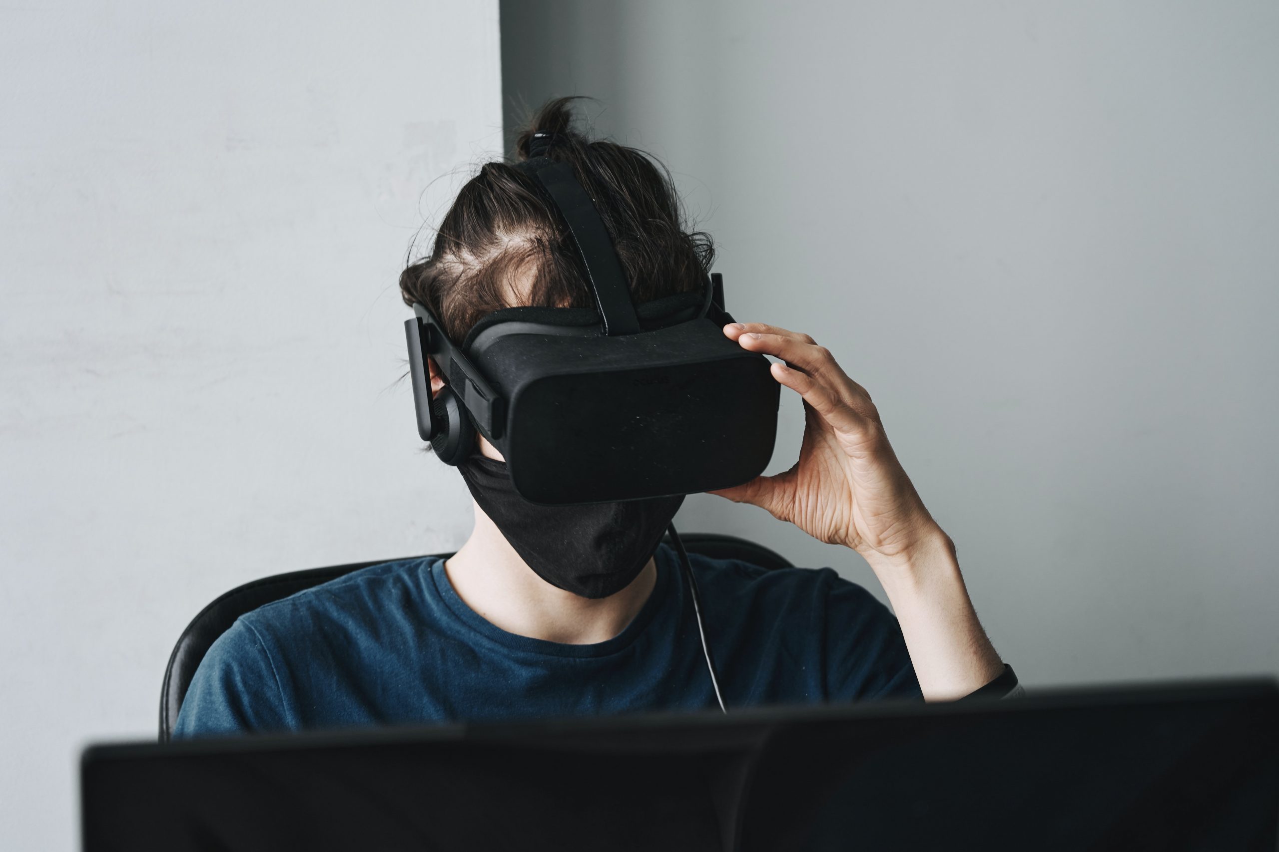 A person wearing VR headset