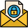 An open envelope with a cart with a lock, vector icon