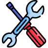A wrench and a screwdriver, vector icon