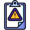 A clipboard with a warning sign, vector icon